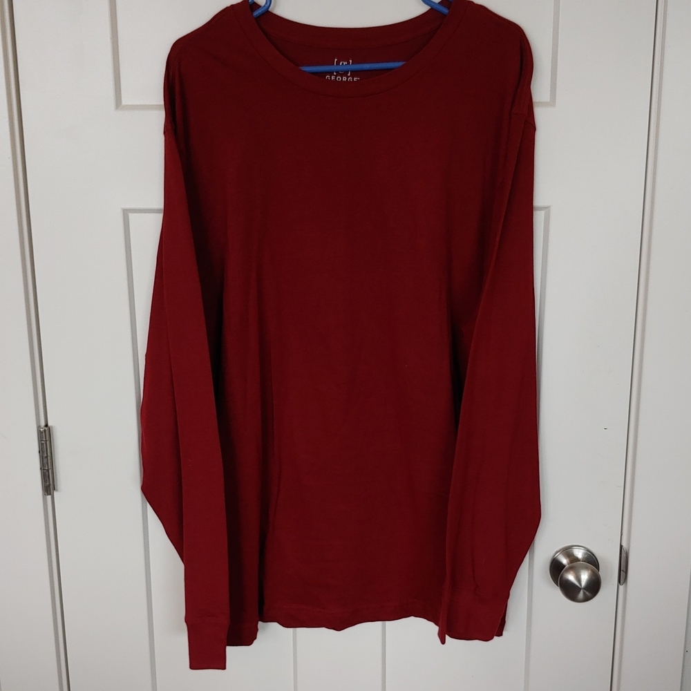 George Men's Deep Rusty Red Long Sleeve Tee